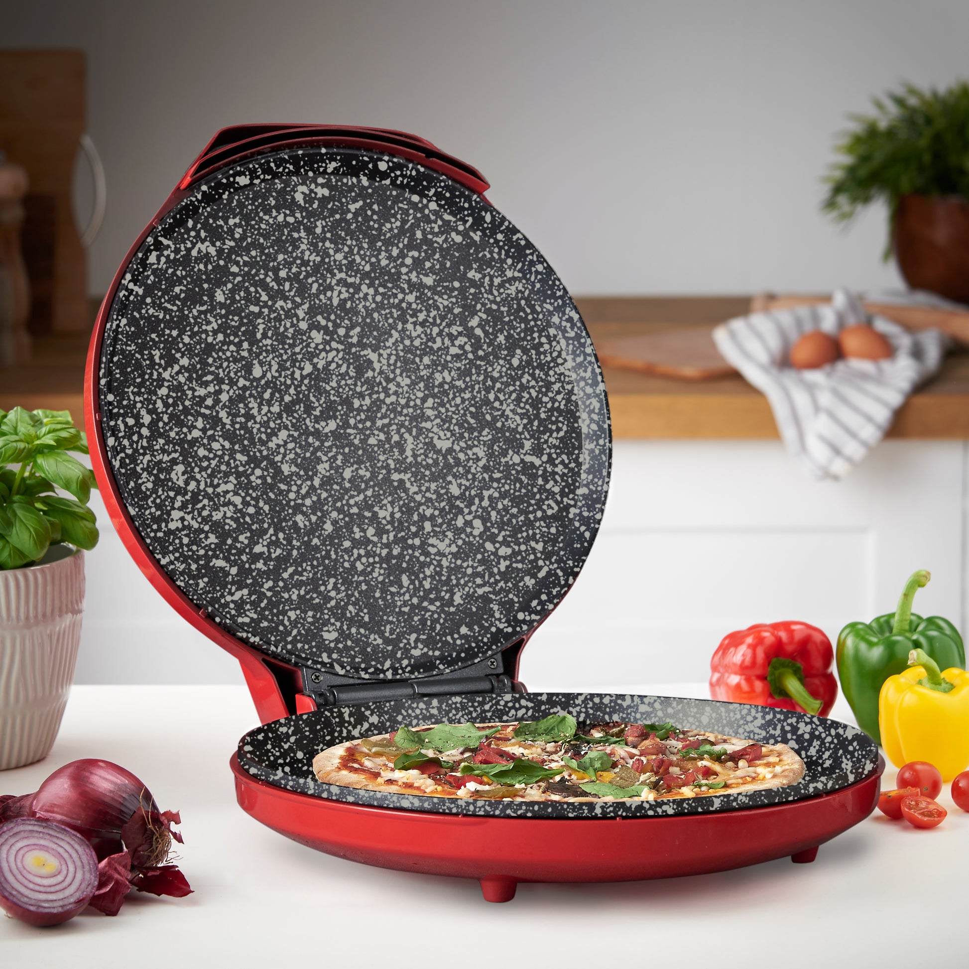 MisterChef 30cm Ceramic Pizza Maker  - Red