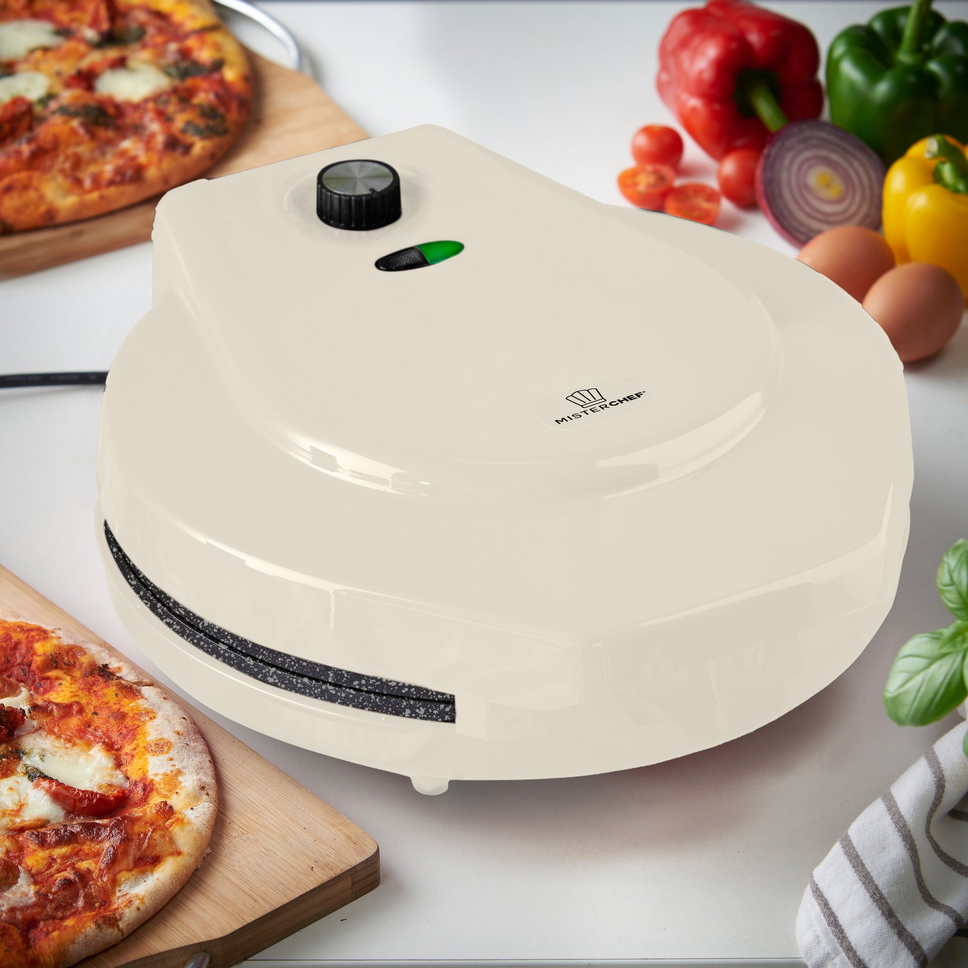MisterChef 30cm Ceramic Pizza Maker  - Cream
