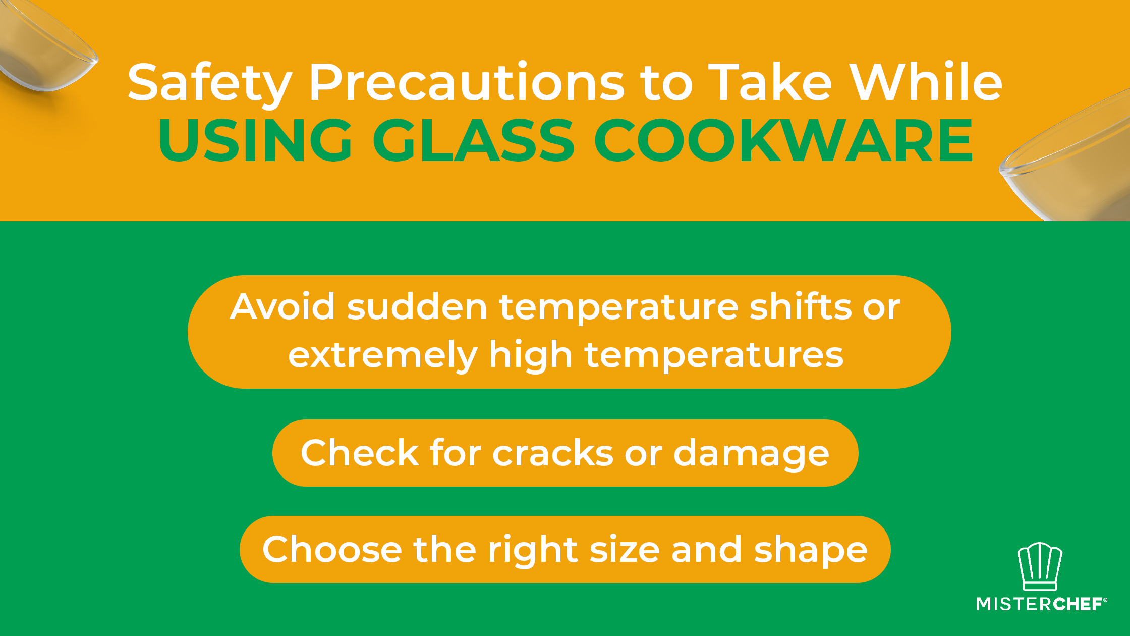 safety precautions while using glass cookware