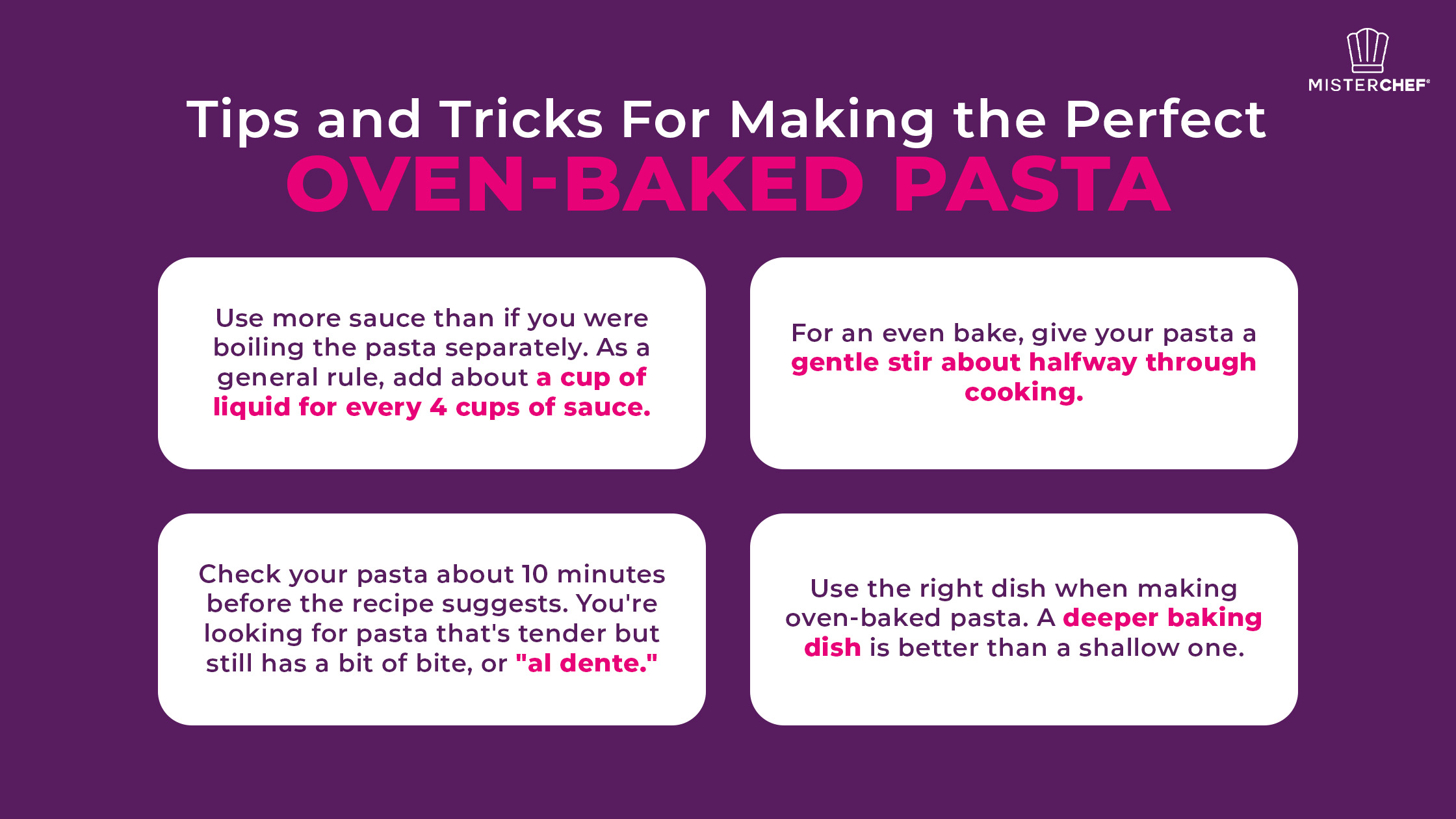 Tips for perfect oven baked pasta